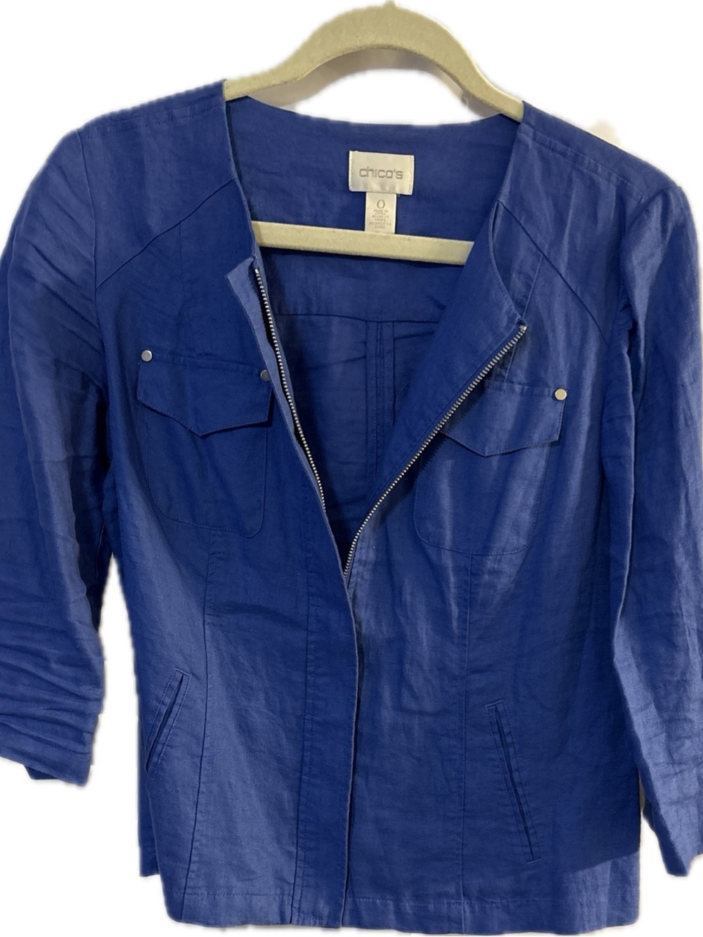 Chico's Cobalt Blue Zip-Front Utility Jacket
